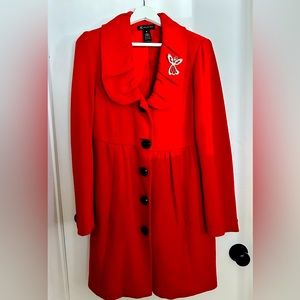 Cute red lightweight coat! Perfect for holidays! Worn twice.
